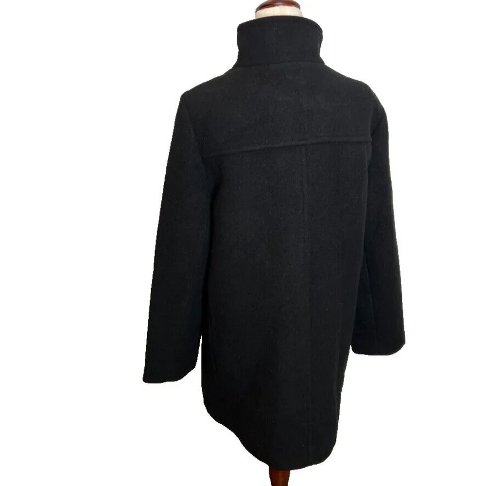 J.Crew Womens $298 Button Neck City Coat Black Size 20 BU261 - Picture 7 of 10